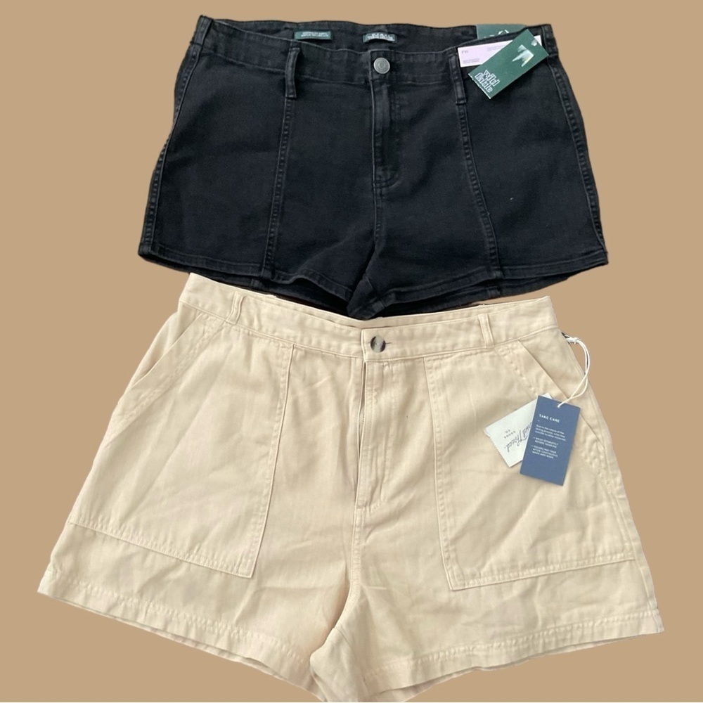 Universal Thread Wild Fable Black Tan‎ Cotton Shorts Pockets High Rise Size 12